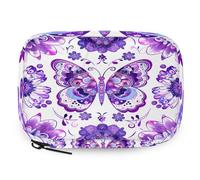 Pilulier de voyage avec fermeture éclair - Motif mandala papillon et fleurs - Portable - 8 emplacements - Pour la maison, le bureau, la salle de sport, les voyages