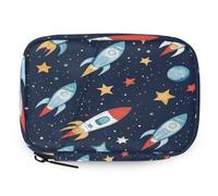 Pilulier de voyage avec fermeture éclair - Motif vaisseaux spatiaux - Portable - 8 emplacements - Pour la maison, le bureau, la salle de sport, les voyages