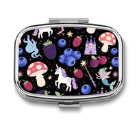 Pilulier de voyage avec imprimé légumes et volailles, pilulier hebdomadaire à 2 compartiments avec miroir pour sac à main, poche ou portefeuille
