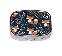 Pilulier de voyage avec motif de renard mignon, petite boîte à médicaments carrée, boîte à médicaments pour portefeuille et cadeaux de poche