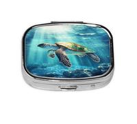 Pilulier de voyage avec motif odyssée sous-marine fantaisiste - Petite boîte à médicaments carrée pour sac à main et cadeaux de poche