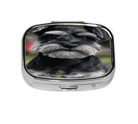 Pilulier de voyage avec motif schnauzer mignon - Petite boîte à médicaments carrée pour sac à main et cadeaux de poche