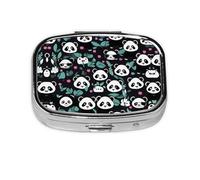 Pilulier de voyage avec visage mignon de panda. Pilulier à 2 compartiments, mini pilulier portable, boîte de rangement pour médicaments vitaminés