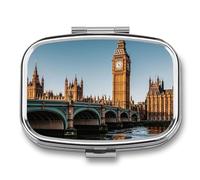 Pilulier de voyage Big Ben et maisons du Parlement Riverside - Pilulier quotidien pour compléments alimentaires - 2 compartiments - Pratique pour transporter et ranger des médicaments