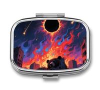 Pilulier de voyage bohème à 2 compartiments avec miroir, étanche, 2 fois par jour, portable, pour sac à main et poche, rectangulaire, argenté