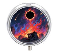 Pilulier de voyage bohème à 3 compartiments avec miroir étanche 3 fois par jour - Portable - Pour sac à main et poche - Argenté