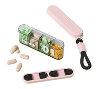 Pilulier de voyage, boîte à médicaments quotidiens, étui de rangement pour tablette, étui de rangement compact pour la maison, le travail, le camping et les vacances, transport facile, rose, vert