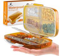 Pilulier de voyage - Boîte à pilules et organisateur résistant à l'humidité - Porte-vitamines portable - 8 grands compartiments pour médicaments et compléments alimentaires