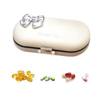 Pilulier de voyage - Boîte compacte, organiseur quotidien | Joli récipient de poche, petit support de médicaments, 4 à 6 emplacements de séparation, porte-sac à main, rangement de suppléments, outil