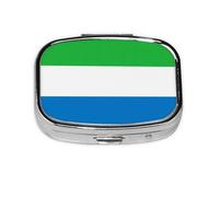 Pilulier de voyage carré avec drapeau de la Sierra Leone - Mini boîte à pilules portable (2 compartiments), boîte de rangement pour médicaments vitaminés