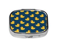 Pilulier de voyage carré en caoutchouc motif canard pour sac à main et cadeaux de poche