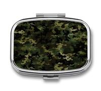 Pilulier de voyage carré portable à motif camouflage à 2 compartiments avec poche de rangement pour vitamines, organiseur de médicaments pour le bureau, la maison, l'huile de poisson