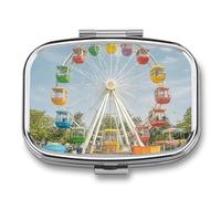 Pilulier de voyage coloré à grande roue - 2 compartiments - Avec miroir - Portable - Pour sac à main