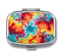 Pilulier de voyage coloré Tie Dye - Pilulier quotidien pour compléments alimentaires - 2 compartiments - Pratique pour transporter et ranger des médicaments