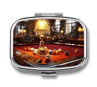 Pilulier de voyage de billard - Pilulier quotidien pour compléments alimentaires - 2 compartiments - Pratique pour transporter et ranger des médicaments