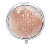 Pilulier de voyage doré rose avec miroir, 3 compartiments portable rond, pilulier hebdomadaire, pour poche ou sac à main, médicaments quotidiens