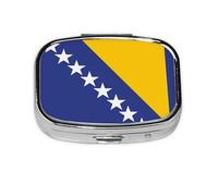 Pilulier de voyage drapeau de Bosnie-Herzégovine - 2 compartiments - Mini pilulier portable - Boîte de rangement pour médicaments vitaminés