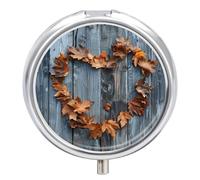 Pilulier de voyage en chêne et feuilles d'érable - 3 compartiments - Pour sac à main et poche - Pilulier quotidien portable pour contenir des suppléments et des vitamines