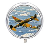 Pilulier de voyage en forme d'avion de la Seconde Guerre mondiale étanche et portable en métal résistant à l'humidité avec 3 compartiments