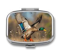 Pilulier de voyage en forme de canards sauvages et d'arbres - Pilulier quotidien pour contenir des vitamines, pilulier portable, huile de foie de morue avec 2 compartiments pour sac à main de poche