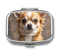 Pilulier de voyage en forme de chihuahua mignon - Pilulier quotidien pour compléments alimentaires - 2 compartiments - Pratique pour transporter et ranger des médicaments