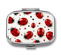 Pilulier de voyage en forme de coccinelle rouge - Pilulier quotidien pour contenir des vitamines, pilulier portable pour huile de foie de morue avec 2 compartiments pour sac à main de poche