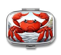 Pilulier de voyage en forme de crabe de dessin animé - Pilulier quotidien pour contenir des vitamines, pilulier portable pour huile de foie de morue avec 2 compartiments pour sac à main de poche