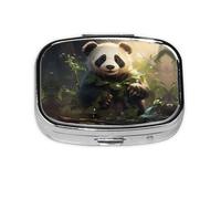 Pilulier de voyage en forme de panda mignon - 2 compartiments - Mini pilulier portable - Boîte de rangement pour médicaments vitaminés