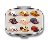 Pilulier de voyage en forme de patte de chien mignon à 2 compartiments pour poche, petit pilulier portable en métal pour contenir des vitamines et des suppléments d'huile de poisson
