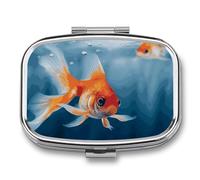 Pilulier de voyage en forme de poisson à 2 compartiments avec miroir - Pour sac à main, poche ou portefeuille
