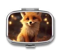 Pilulier de voyage en forme de renard mignon - Pilulier quotidien pour compléments alimentaires - 2 compartiments - Pratique pour transporter et ranger des médicaments