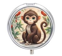 Pilulier de voyage en forme de singe de style chinois - Étanche - Portable - Pour contenir des vitamines, des médicaments, de l'huile de poisson et des compléments alimentaires