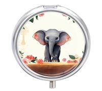 Pilulier de voyage en forme d'éléphant porte-bonheur pour sac à main, organiseur de médicaments hebdomadaire avec miroir, 3 compartiments, étui à médicaments rond portable pour le quotidien