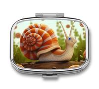 Pilulier de voyage en forme d'escargot mignon - Pilulier quotidien pour contenir des vitamines, pilulier portable, boîte de rangement d'huile de foie de morue avec 2 compartiments pour sac à main de