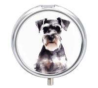 Pilulier de voyage en métal avec motif schnauzer bien comporté - 3 compartiments - Pour médicaments et vitamines