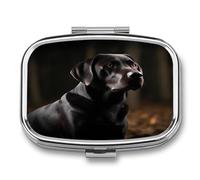 Pilulier de voyage en métal étanche avec impression labrador noir pour voyage, sac à main ou poche