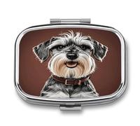 Pilulier de voyage en métal étanche avec impression schnauzer - Petite boîte à pilules portable pour voyage, sac à main ou poche