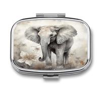 Pilulier de voyage en métal étanche avec imprimé éléphant mignon pour voyage, sac à main ou poche
