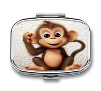 Pilulier de voyage en métal étanche avec imprimé singe mignon pour voyage, sac à main ou poche