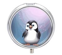 Pilulier de voyage en métal étanche et portable avec 3 compartiments « I Love Penguins »