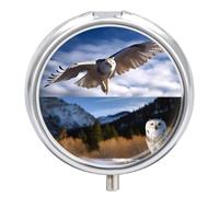Pilulier de voyage en métal étanche et portable avec 3 compartiments pour animaux et paysages