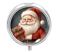 Pilulier de voyage en métal étanche et portable avec motif Père Noël avec 3 compartiments