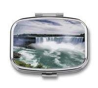 Pilulier de voyage en métal étanche Niagara Falls avec impression de vitamines pour voyage, sac à main ou poche