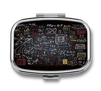 Pilulier de voyage en métal étanche pour les mathématiques et la physique - Petite boîte à pilules portable pour voyage, sac à main ou poche
