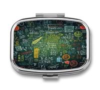 Pilulier de voyage en métal étanche pour les questions mathématiques, impression de vitamines, petit pilulier portable pour voyage, sac à main ou poche