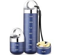 Pilulier de voyage en métal, portable et étanche, grand pilulier hebdomadaire en alliage d'aluminium, sans BPA, organiseur quotidien pour médicaments 7 jours pour supplément vitaminé, huile de poisson