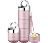 Pilulier de voyage en métal, portable et étanche, grand pilulier hebdomadaire en alliage d'aluminium, sans BPA, organiseur quotidien pour médicaments 7 jours pour supplément vitaminé, huile de poisson