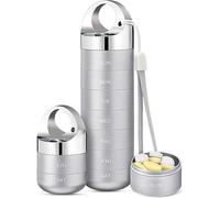 Pilulier de voyage en métal, portable et étanche pour 7 jours - Grand pilulier hebdomadaire en alliage d'aluminium sans BPA, organisateur de médicaments quotidiens pour vitamines, huiles de poisson et