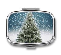 Pilulier de voyage en pin avec inscription Merry Christmas - Pilulier quotidien pour compléments alimentaires - 2 compartiments - Pratique pour transporter et ranger des médicaments