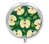 Pilulier de voyage en tranches de fruits verts - 3 compartiments - Pour sac à main et poche - Pilulier quotidien portable pour contenir des suppléments et des vitamines